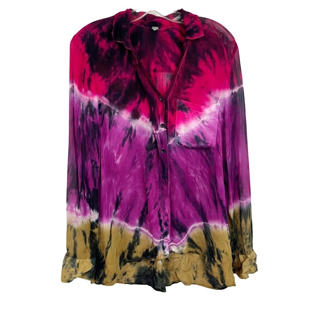 Young Fabulous & Broke Susan Tie Dye Long Sleeve Blouse Artsy Boho - Size XS